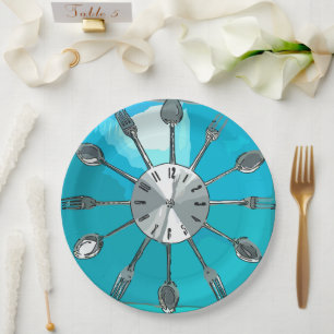 Cutlery O'clock Plate Pappteller