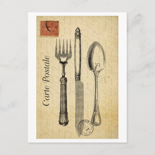 Cutlery - Vintage französische Postkarte (Vorderseite)