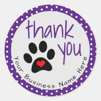 Cutom Lila Dog Paw Drucken Danke Stickers