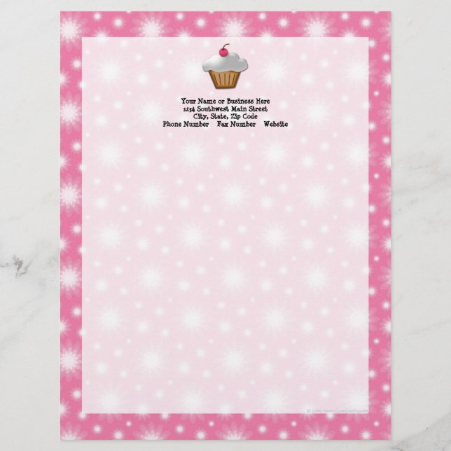 Cutout Cupcake mit rosa Kirsche oben Briefbogen (Vorderseite)