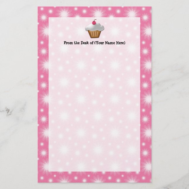 Cutout Cupcake mit rosa Kirsche oben Briefpapier (Vorderseite)