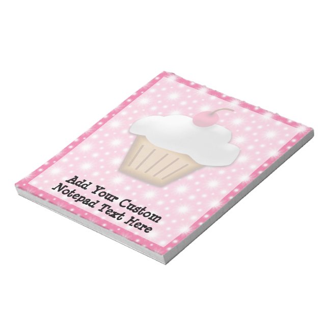 Cutout Cupcake mit rosa Kirsche oben Notizblock (Rotiert)