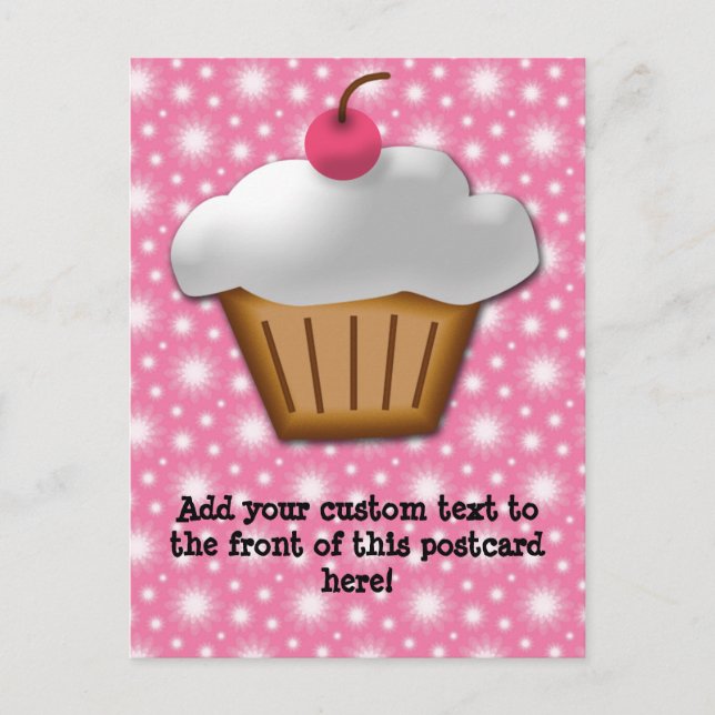 Cutout Cupcake mit rosa Kirsche oben Postkarte (Vorderseite)