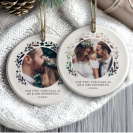 Cutout Gerahmtes Foto erste Weihnachten als Mr. & Keramik Ornament