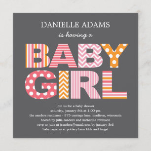 Cutout Letters Babydusche Einladung - Mädchen