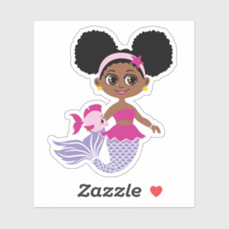 Cutout Mermaid Sticker - Afro Puff Girl
