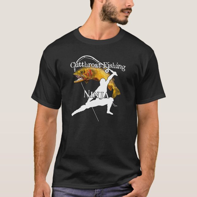 Cutthroat Fischen Ninja Dunkler Fischfang T-Shirt (Vorderseite)