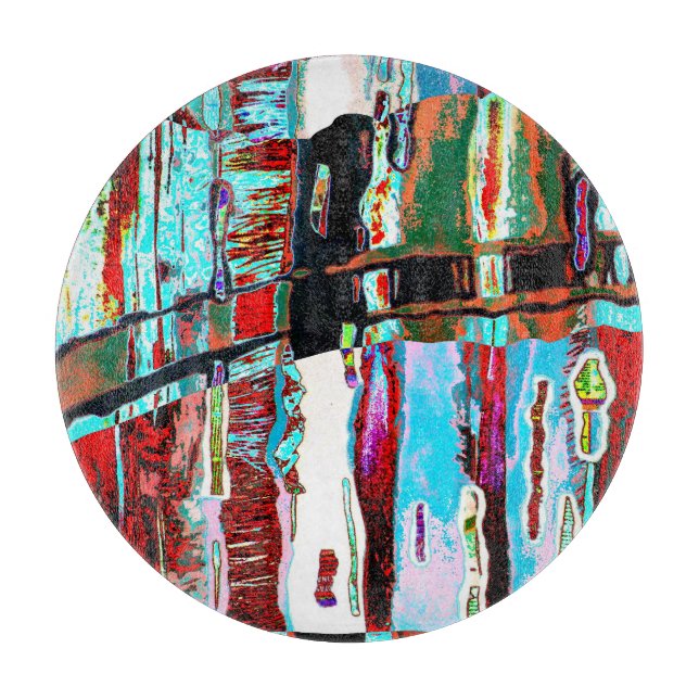 Cutting Board Collapse Reflection Abstract Design Schneidebrett (Vorderseite)