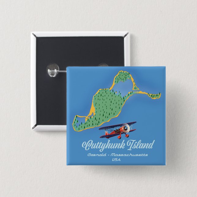Cuttyhunk Insel Gosnold, Massachusetts Karte Button (Vorne & Hinten)
