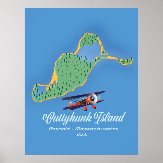 Cuttyhunk Insel Gosnold, Massachusetts Karte Poster (Vorne)