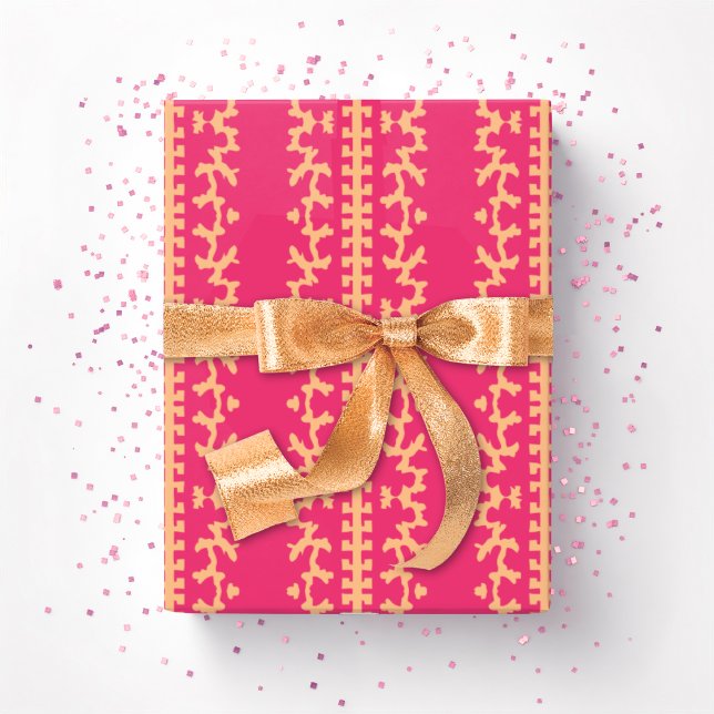 Cutwork-Ranke in Rosa und Orange Geschenkpapier (Von Creator hochgeladen)