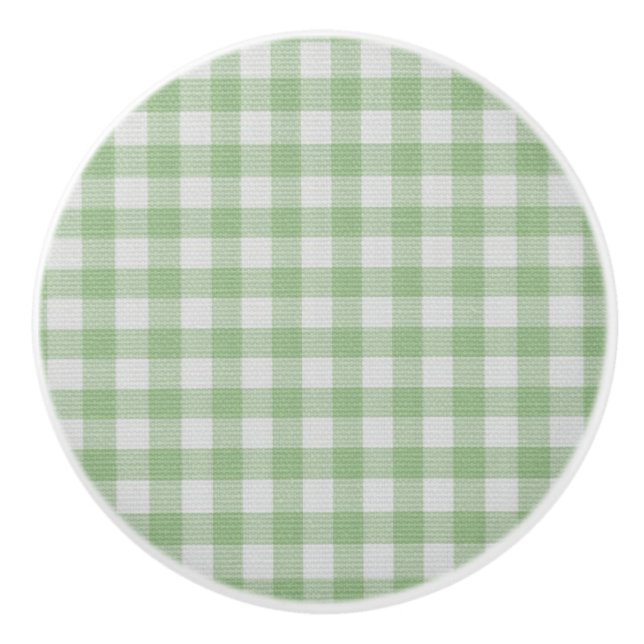 Cuty tartan grün und weiß karierte schottische Tex Keramikknauf (Vorderseite)