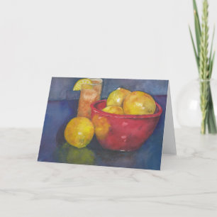 Cuvette carte de voeux vierge de citrons et de thé