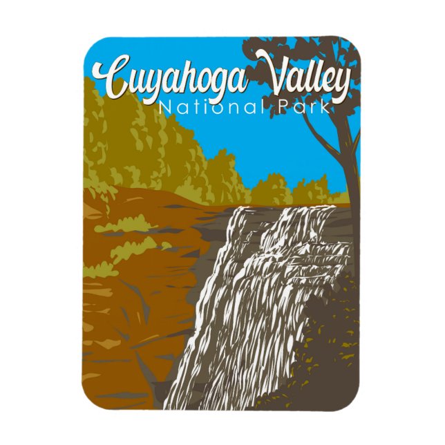 Cuyahoga Valley Nationalpark Illustration Travel Magnet (Vertikal)