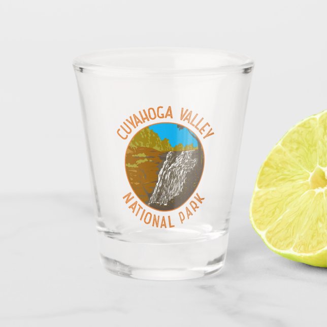 Cuyahoga Valley Nationalpark Retro gestört Schnapsglas (Vorderseite)