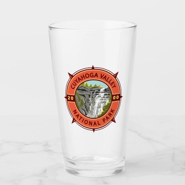 Cuyahoga Valley Nationalpark Retro Kompass Emblem Glas (Vorderseite)