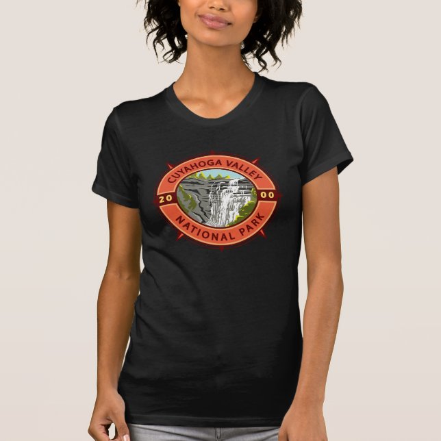 Cuyahoga Valley Nationalpark Retro Kompass Emblem T-Shirt (Vorderseite)