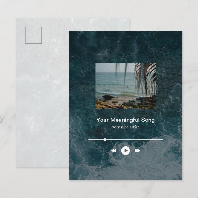 Cuztomizable Ocean Music Player Aesthetic Postkarte (Vorne/Hinten)