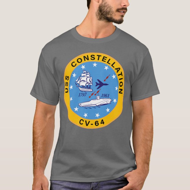 CV-64-Insigna des Flugzeugträgers der USS Constell T-Shirt (Vorderseite)