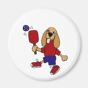 CV - Cocker Spanisch Playing Pickleball Cartoon Magnet