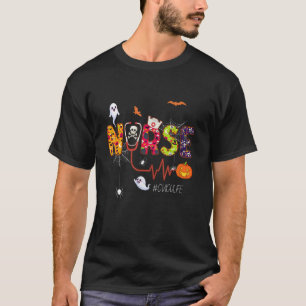 Cvicu Krankenschwester Halloween Geist Spinne Herz T-Shirt