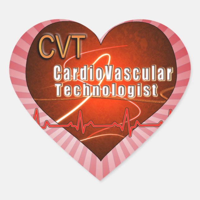 CVT HEART LOGO Kardiovaskulärer Technologe Herz-Aufkleber (Vorderseite)