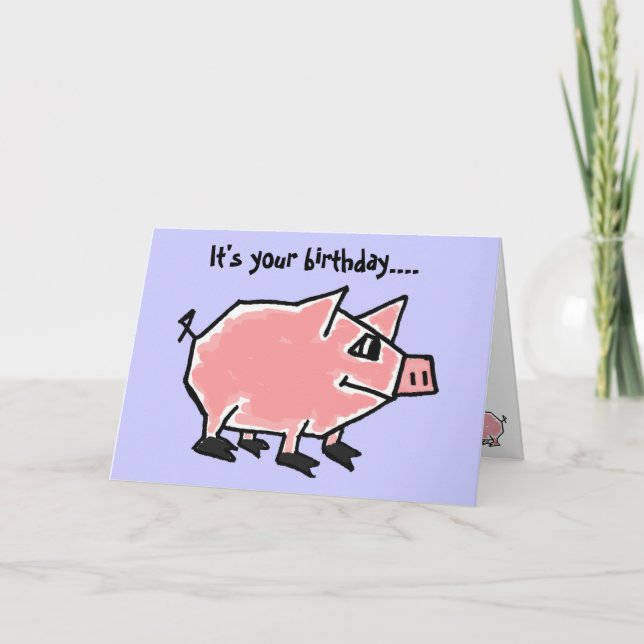 CW - Funny Pig Birthday Card Karte (Vorderseite)