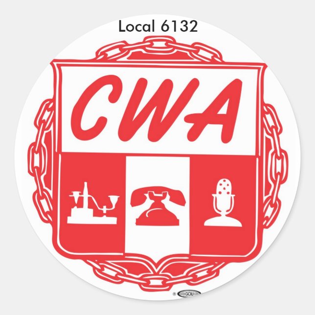 CWA_AUSTIN_LOGO, IBT-GCC_bug_small, Local 6132 Runder Aufkleber (Vorderseite)