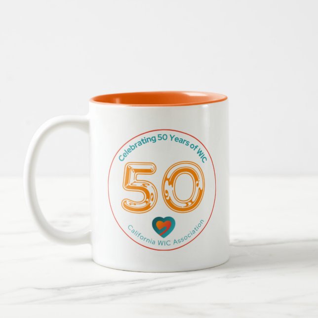 CWA-Logo Orange-Tasse Zweifarbige Tasse (Links)