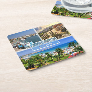 CY Zypern - Ayia Napa - Hafen - Nelia Beach - Rechteckiger Pappuntersetzer