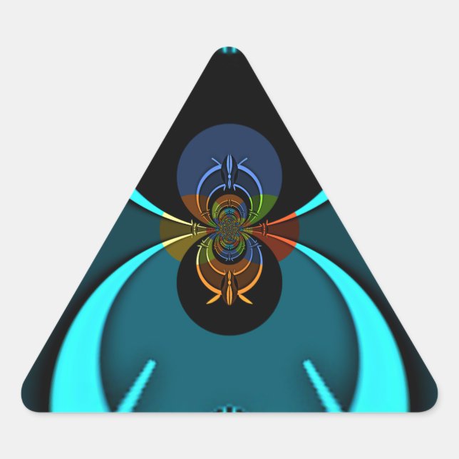 Cyan Abstrakt Art Print Dreieckiger Aufkleber (Vorderseite)