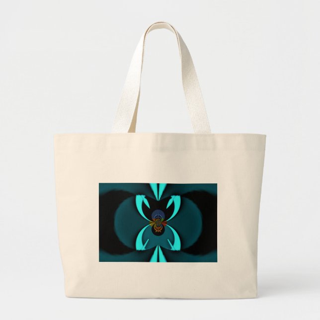 Cyan Abstrakt Art Print Jumbo Stoffbeutel (Vorne)