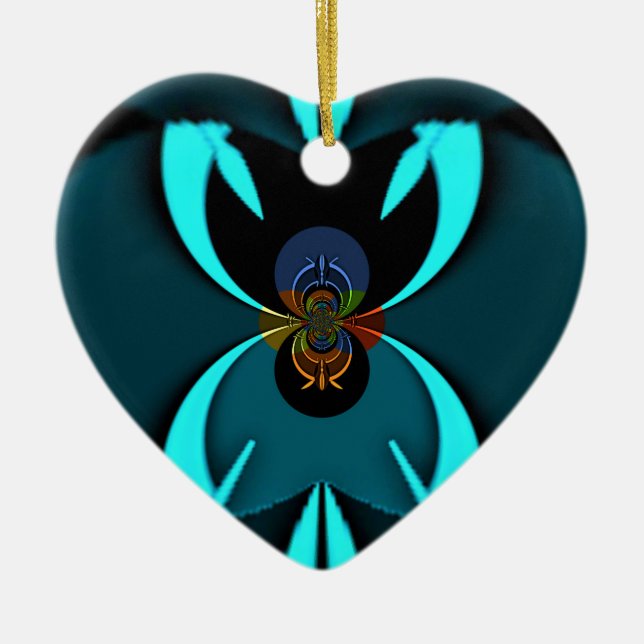 Cyan Abstrakt Art Print Keramik Ornament (Vorne)