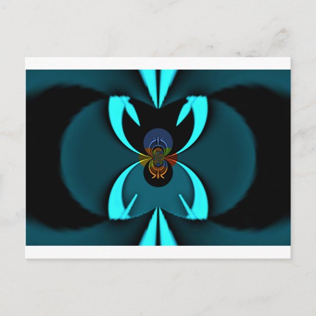 Cyan Abstrakt Art Print Postkarte (Vorderseite)