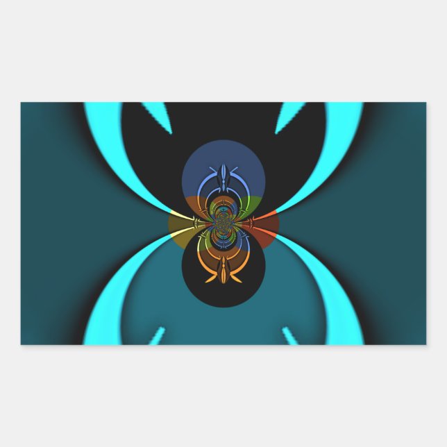 Cyan Abstrakt Art Print Rechteckiger Aufkleber (Vorderseite)