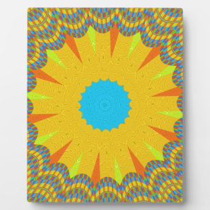 Cyan and Gold Mandala Art Print Fotoplatte