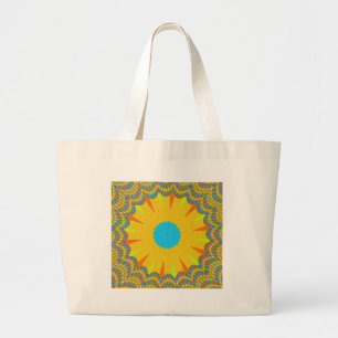 Cyan and Gold Mandala Art Print Jumbo Stoffbeutel