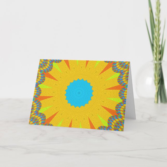 Cyan and Gold Mandala Art Print Karte (Vorderseite)