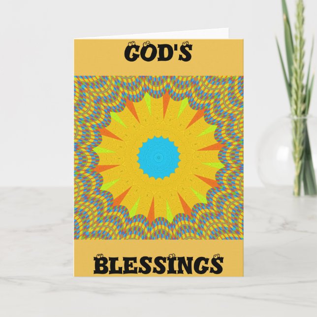 Cyan and Gold Mandala Art Print Karte (Vorderseite)