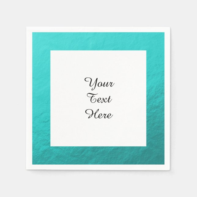 Cyan Aqua Blue Foil gedruckt Serviette (Vorderseite)
