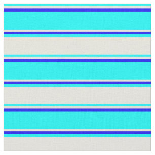 Cyan, Beige & Blau Streifen Muster Stoff