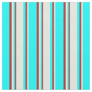 Cyan, Beige und braunes Streifenmuster Stoff
