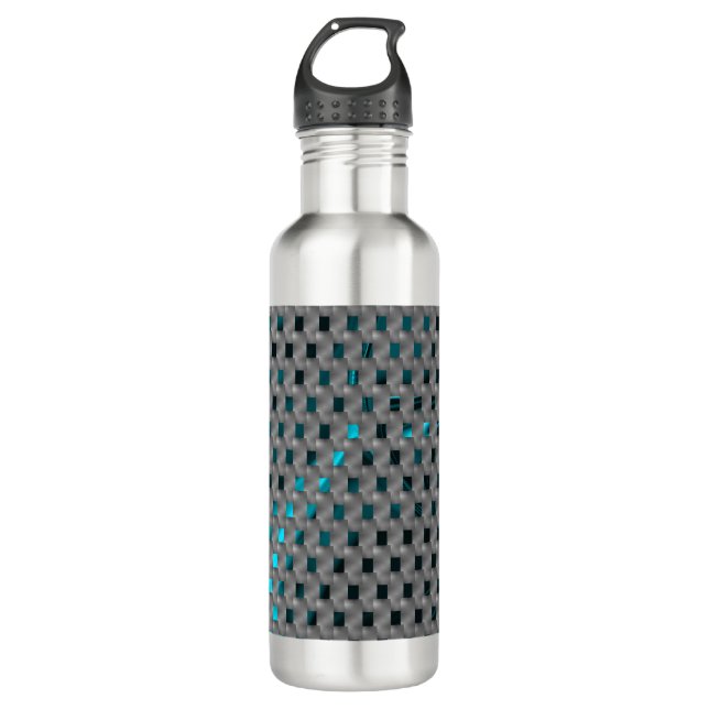 Cyan-Bild unter grauen Tellern, rechteckige Formen Edelstahlflasche (Vorderseite)