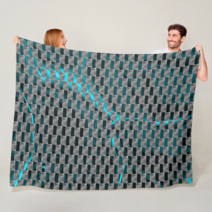 Cyan-Bild unter grauen Tellern, rechteckige Formen Fleecedecke
