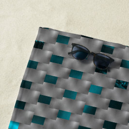 Cyan-Bild unter grauen Tellern, rechteckige Formen Strandtuch