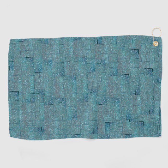 Cyan bis grau texturförmige mosaikförmige Ausschni Golfhandtuch (Horizontal)