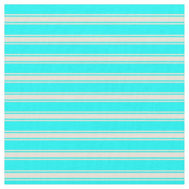 Cyan & Bisque Streifen/Linke Muster Stoff (Nahaufnahme)