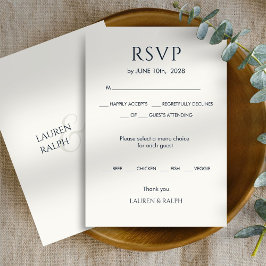 Cyan Black & Ivory Monogram Wedding RSVP Karte