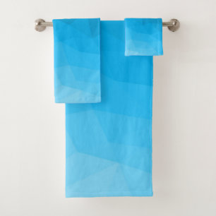 Cyan-blauer Farbverlauf geometrisches Netz helles  Badhandtuch Set