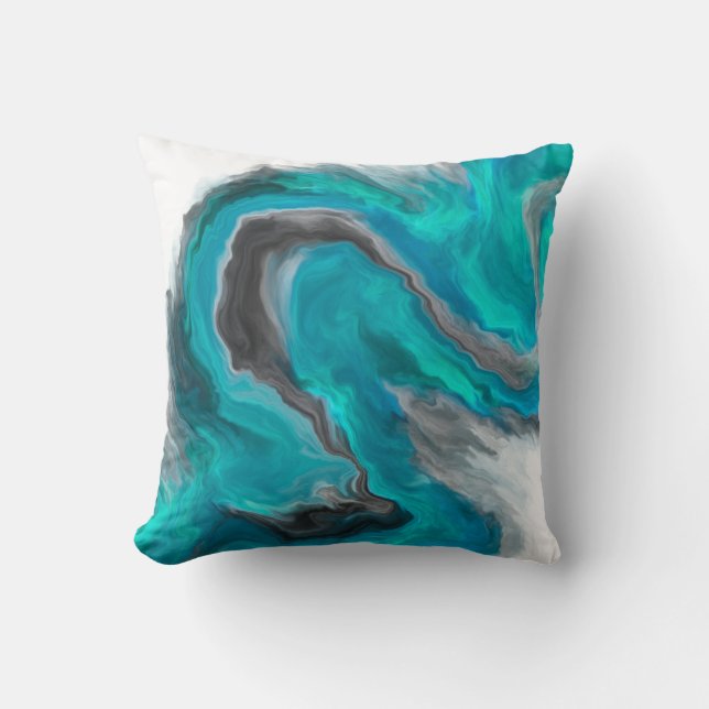 Cyan-blauer schwarzer grauer Juwel-Ton-flüssige Kissen (Vorderseite)
